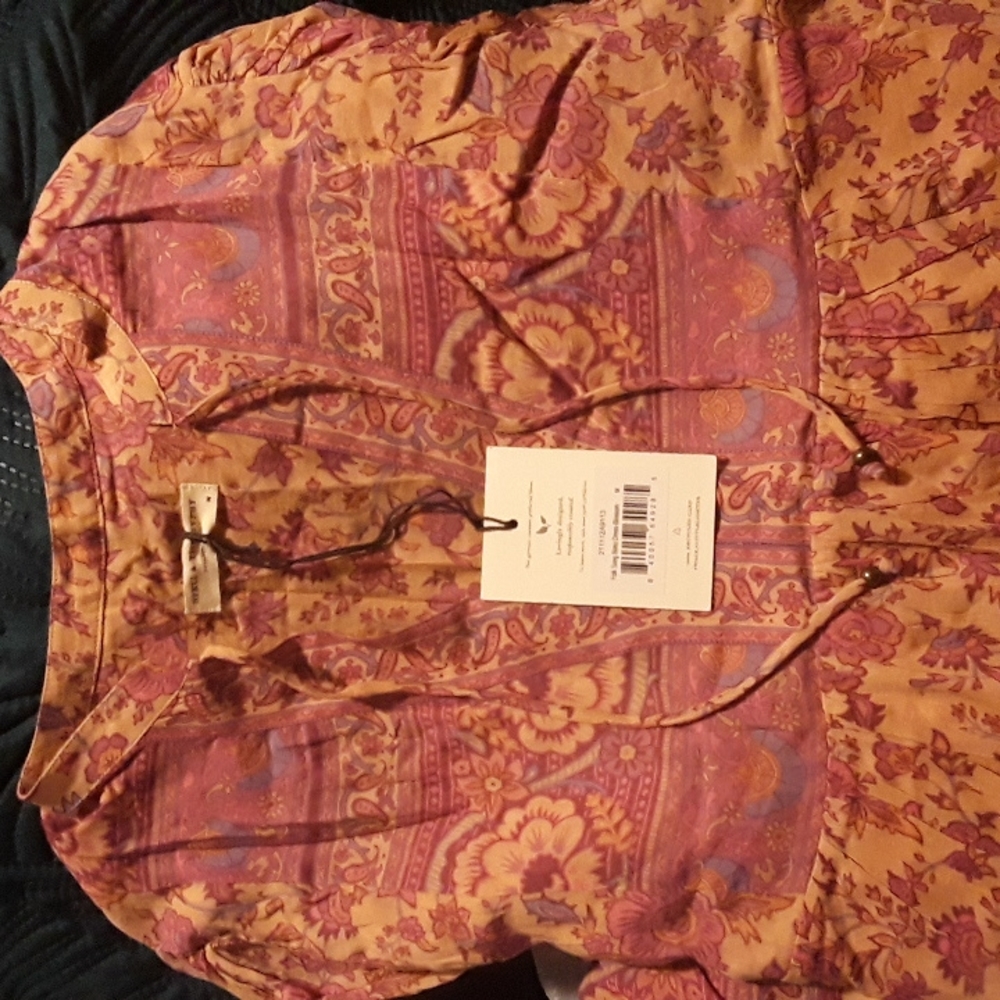 SPELL Folk Song Boho Midi DRESS in Blossom Lined BNWT FSOT Pink Peachy Floral - Picture 13 of 14